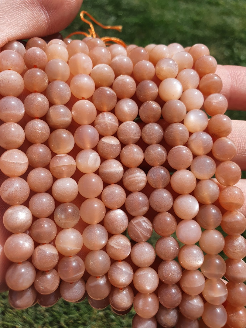 Bracelet perles de Pierre de Lune orange naturelles