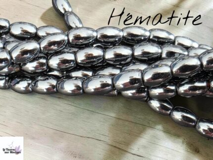 Perles en Hématite Ovale 5 × 3 mm – Pierre Naturelle – Fil de Perles